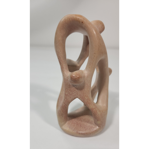 African Soapstone Figurine Hand Carved Family 3 Children 1 Adult 4 in High - Picture 2 of 5